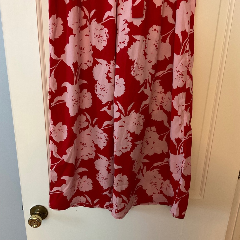 Sienna Sky Red Pink Floral Wide Leg Paperbag Waist Pants Large NWT Floral Boho - Picture 4 of 8